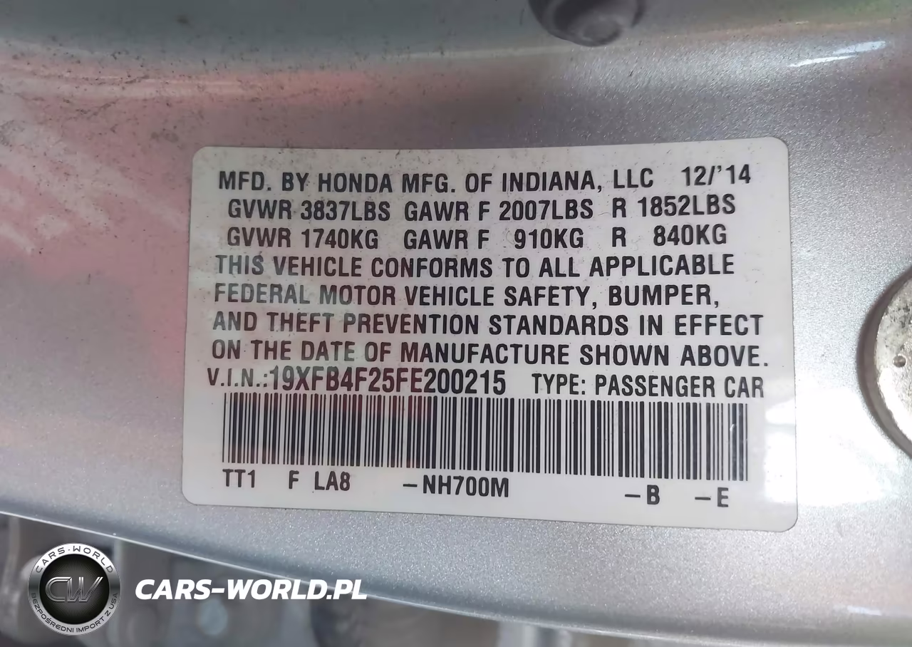 2015 Honda Civic Hybrid VIN:19XFB4F25FE200215 - 9