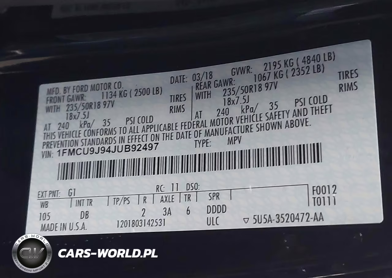 2018 Ford Escape Titanium VIN:1FMCU9J94JUB92497 - 9