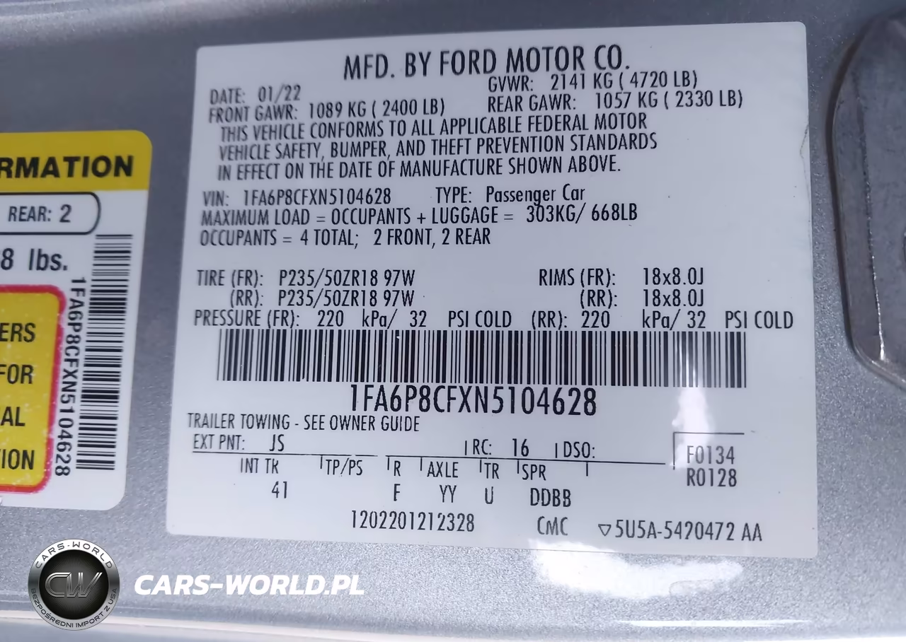 2022 Ford Mustang Gt Premium Fastback VIN:1FA6P8CFXN5104628 - 9