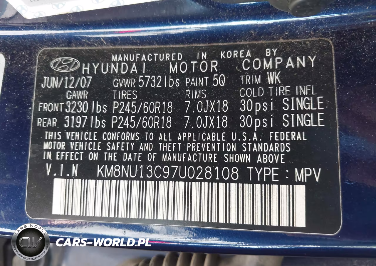 2007 Hyundai Veracruz Gls-Limited-Se VIN:KM8NU13C97U028108 - 9