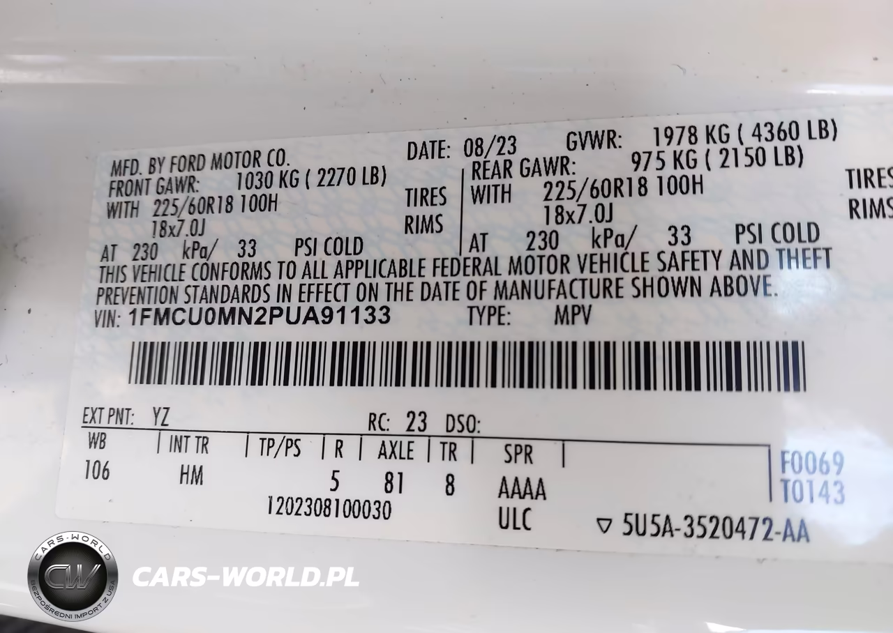 2023 Ford Escape St-Line VIN:1FMCU0MN2PUA91133 - 9