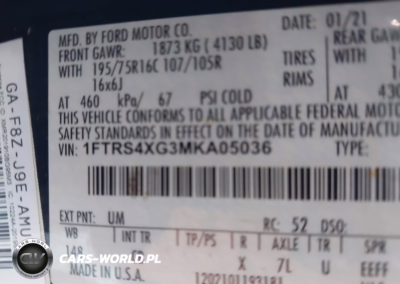 2021 Ford Transit-350 Cargo Van VIN:1FTRS4XG3MKA05036 - 8