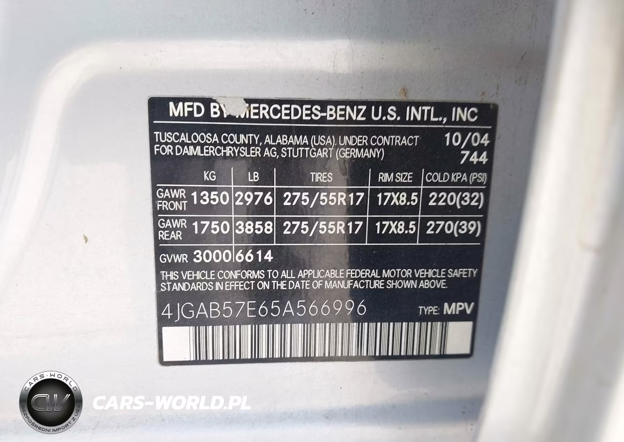 2005 Mercedes-Benz Ml 350 4Matic VIN:4JGAB57E65A566996 - 9