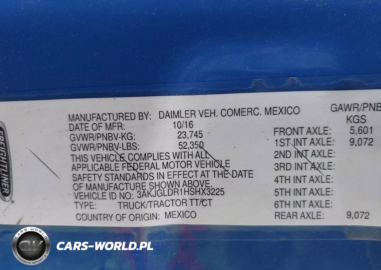 2017 Freightliner Cascadia 125 VIN:3AKJGLDR1HSHX3225 - 9