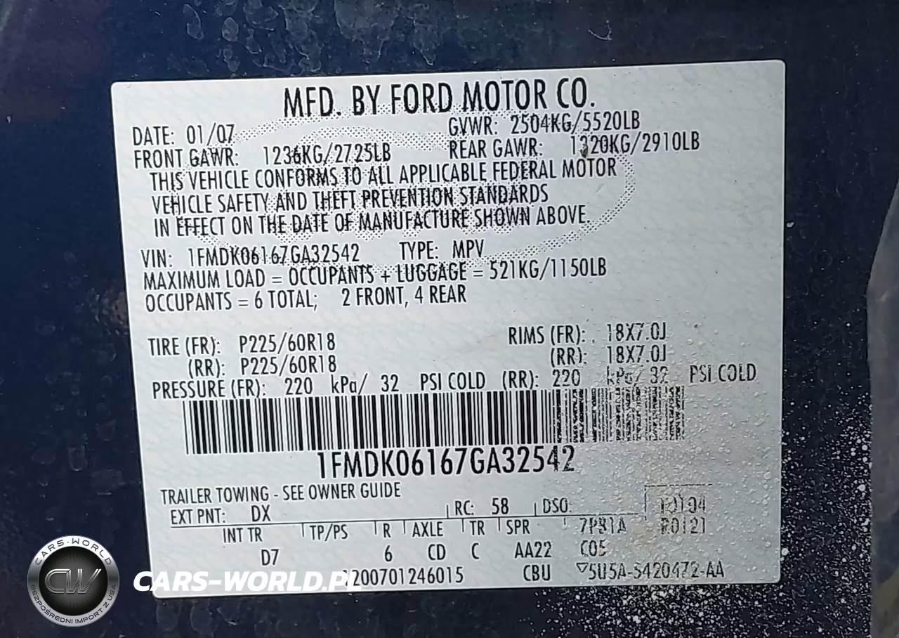 2007 Ford Freestyle Limited VIN:1FMDK06167GA32542 - 9