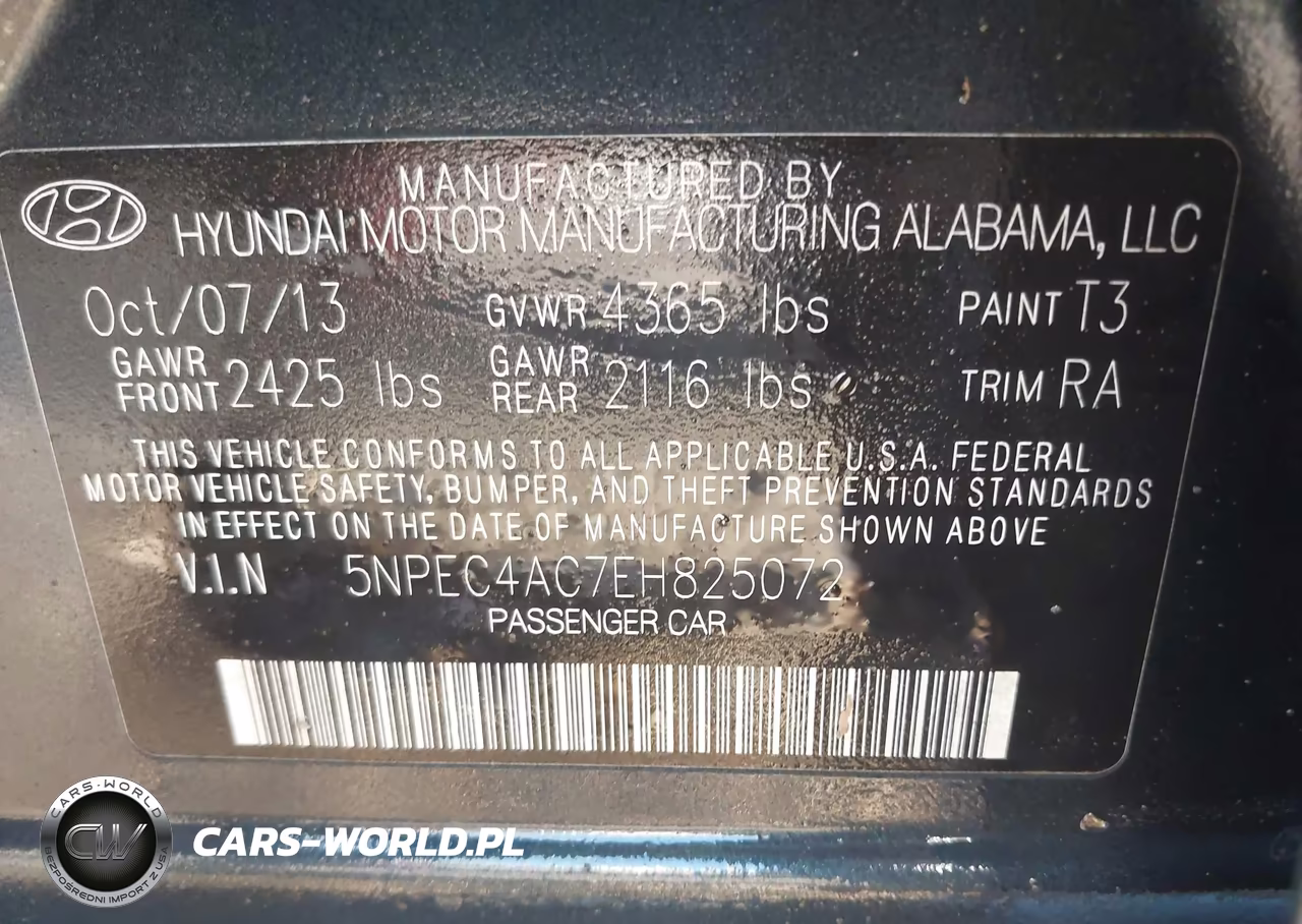 2014 Hyundai Sonata Limited VIN:5NPEC4AC7EH825072 - 9