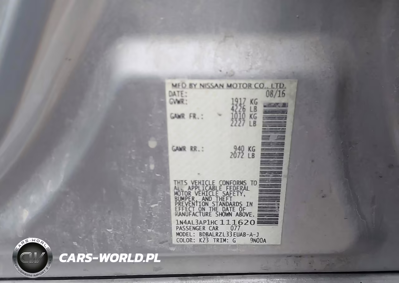 2017 Nissan Altima 2.5 Sl VIN:1N4AL3AP1HC111620 - 9