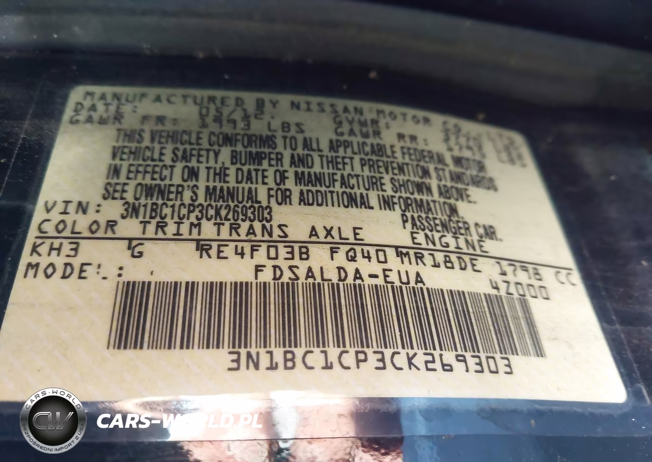 2012 Nissan Versa 1.8 S VIN:3N1BC1CP3CK269303 - 9