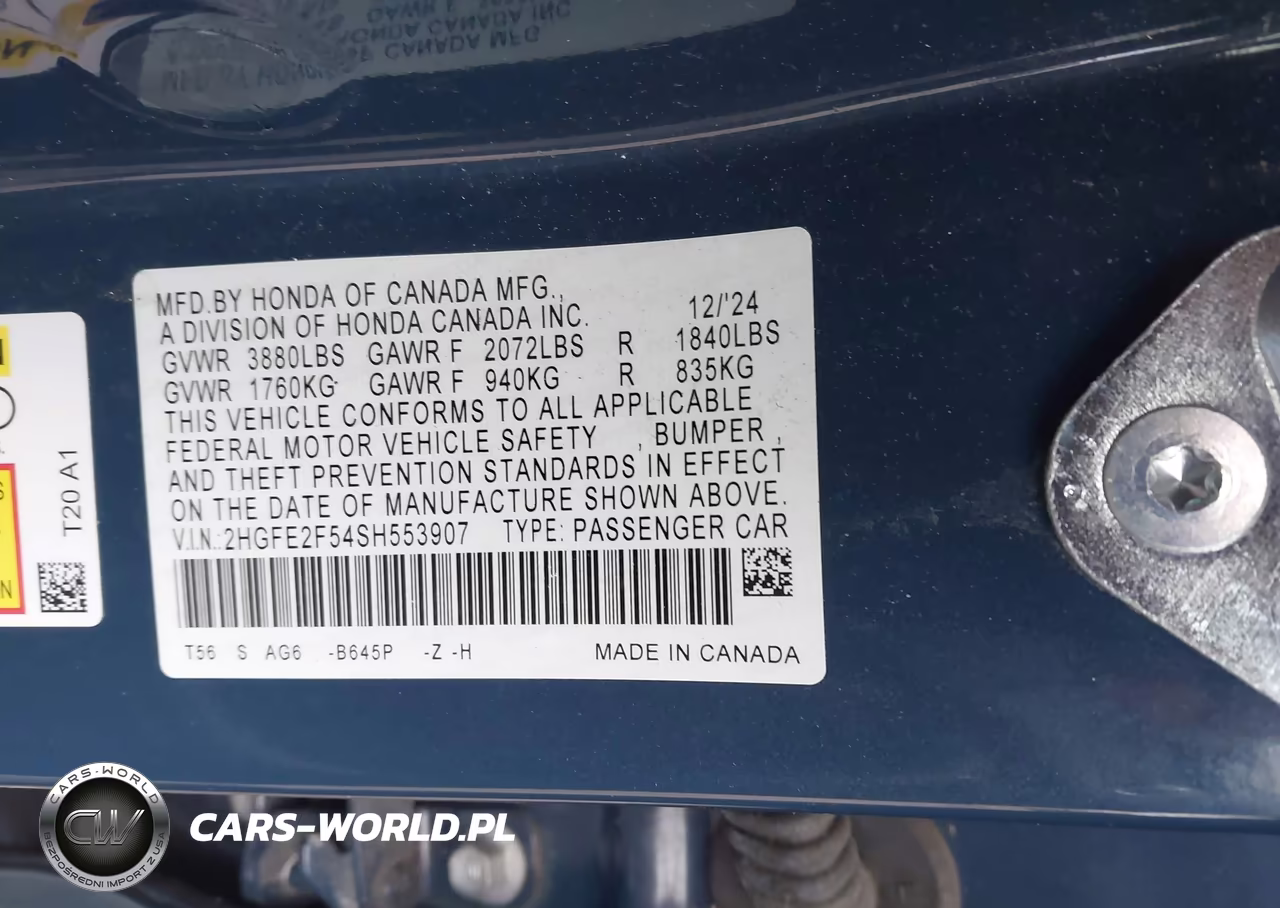2025 Honda Civic Sport VIN:2HGFE2F54SH553907 - 9