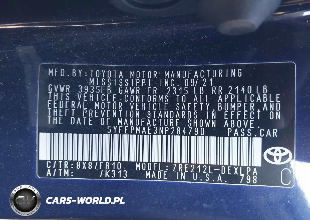 2022 Toyota Corolla Le VIN:5YFEPMAE3NP284790 - 9