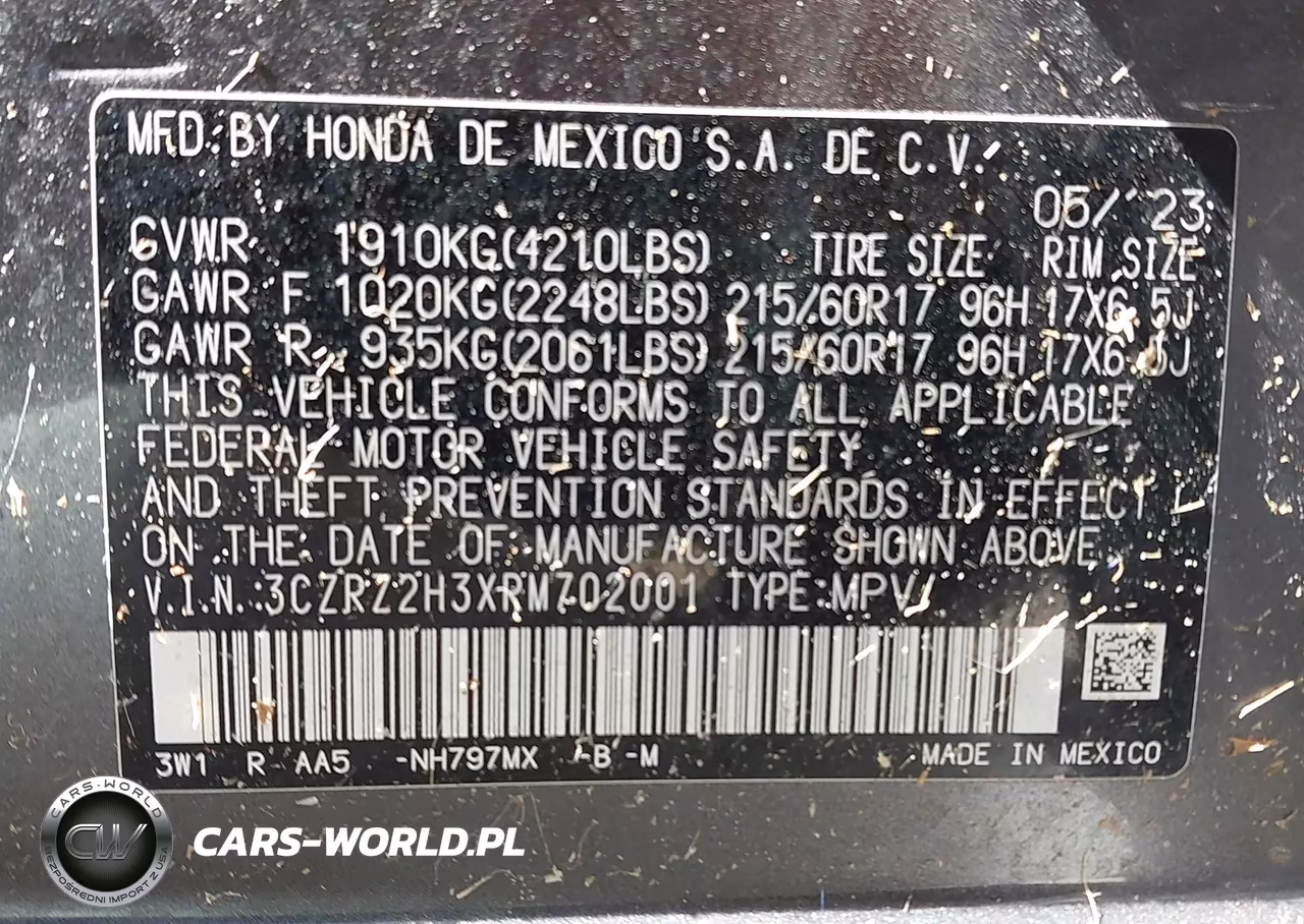 2024 Honda Hr-V Awd Lx VIN:3CZRZ2H3XRM702001 - 9