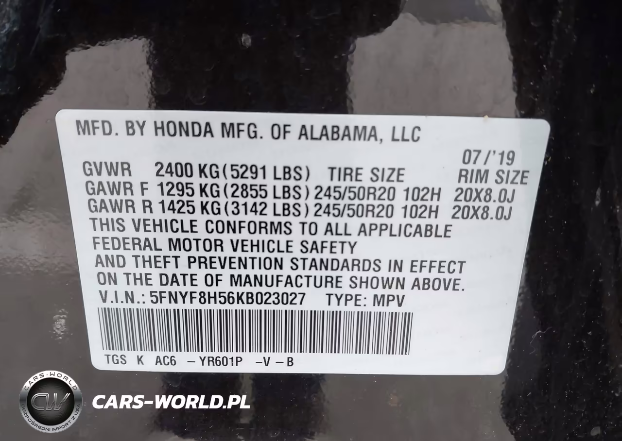 2019 Honda Passport Ex-L VIN:5FNYF8H56KB023027 - 9