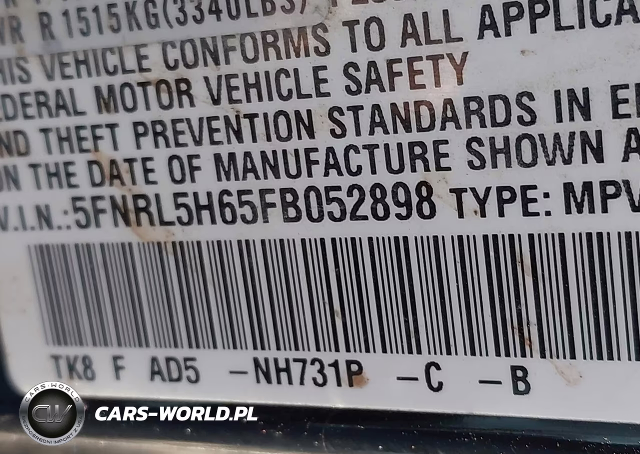 2015 Honda Odyssey Ex-L VIN:5FNRL5H65FB052898 - 9