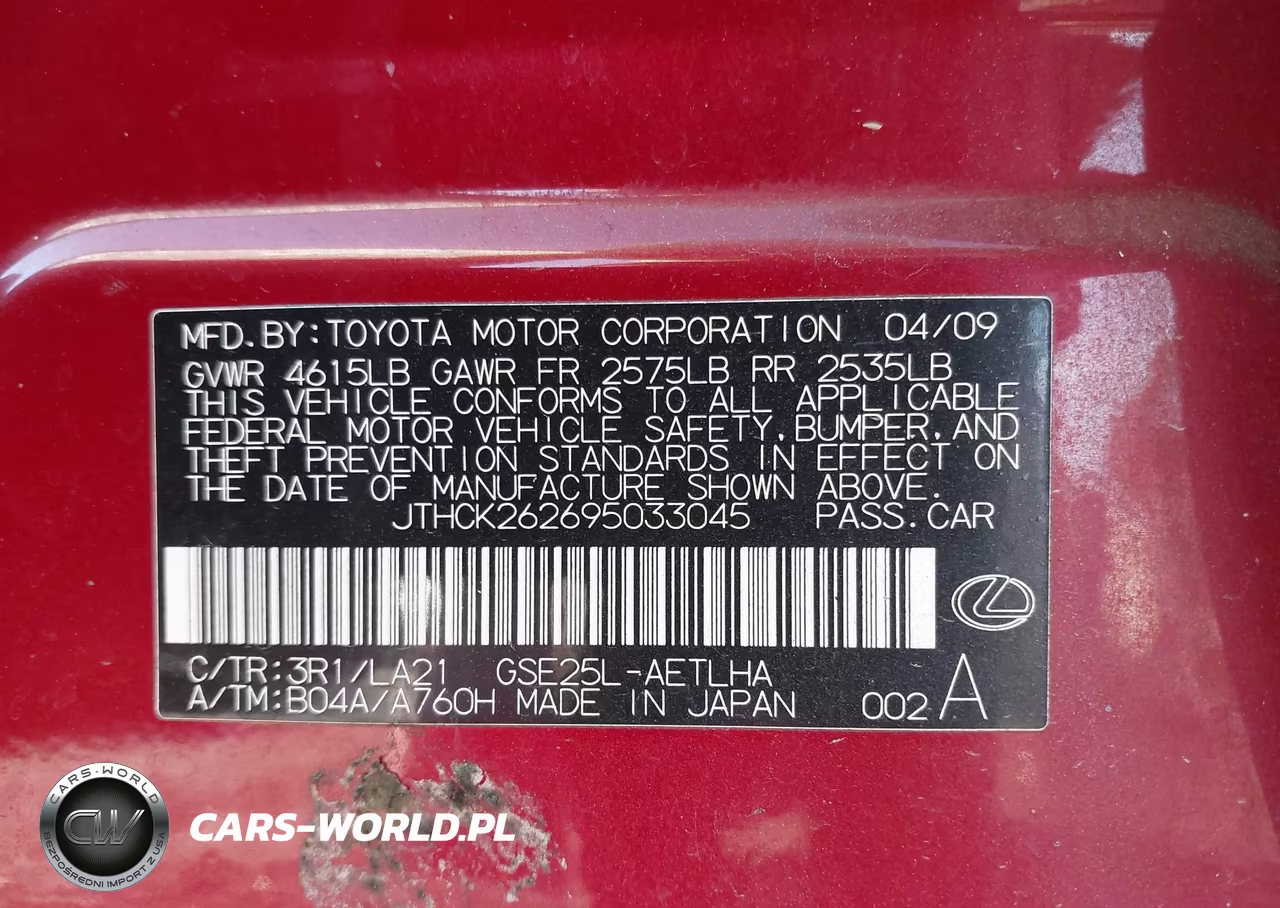 2009 Lexus Is 250 VIN:JTHCK262695033045 - 9