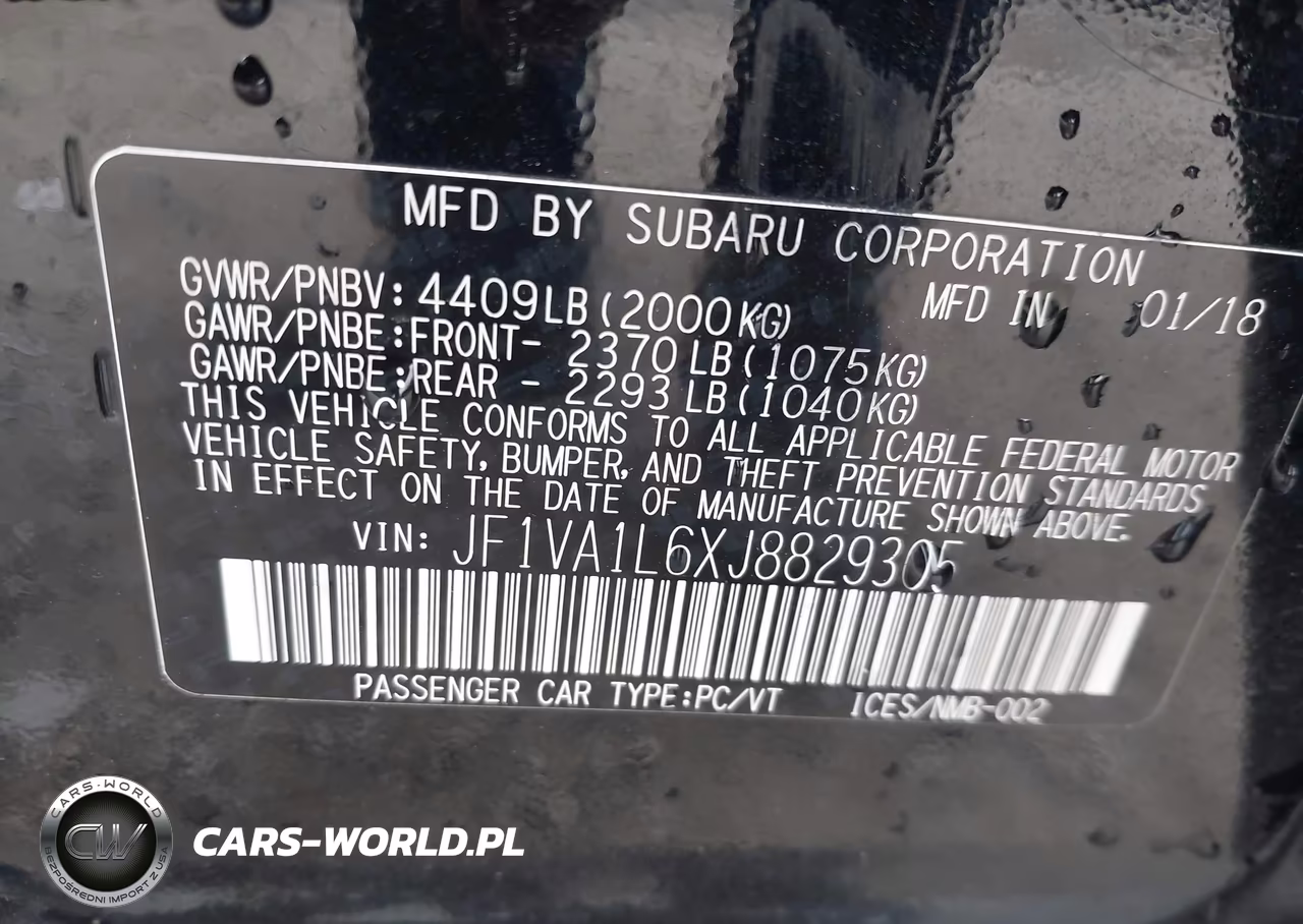 2018 Subaru Wrx Limited VIN:JF1VA1L6XJ8829305 - 9