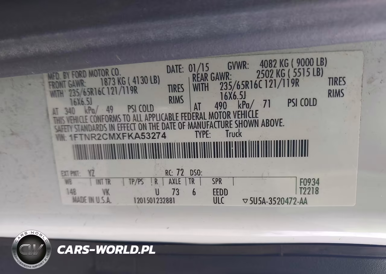 2015 Ford Transit-250 VIN:1FTNR2CMXFKA53274 - 9