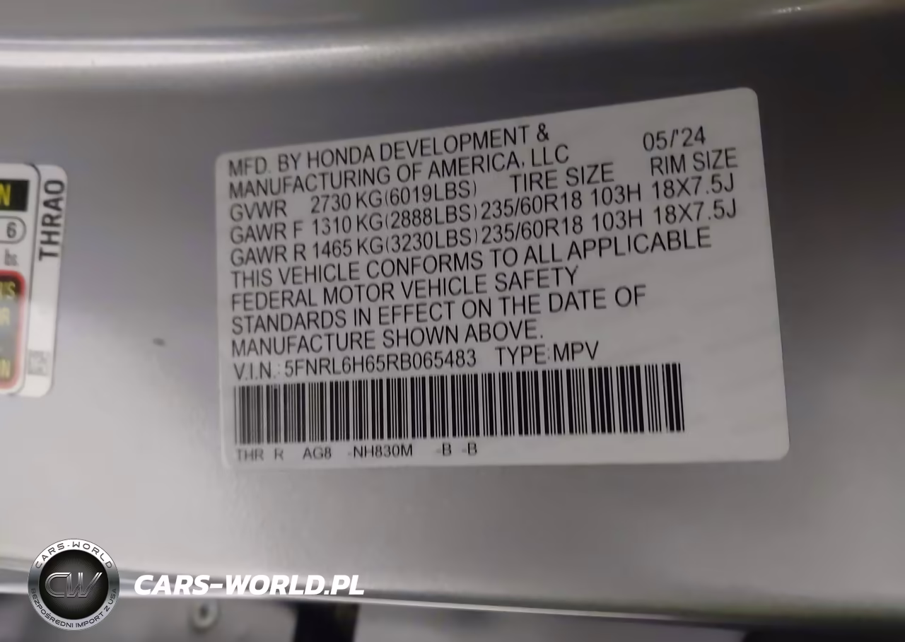 2024 Honda Odyssey Ex-L VIN:5FNRL6H65RB065483 - 9