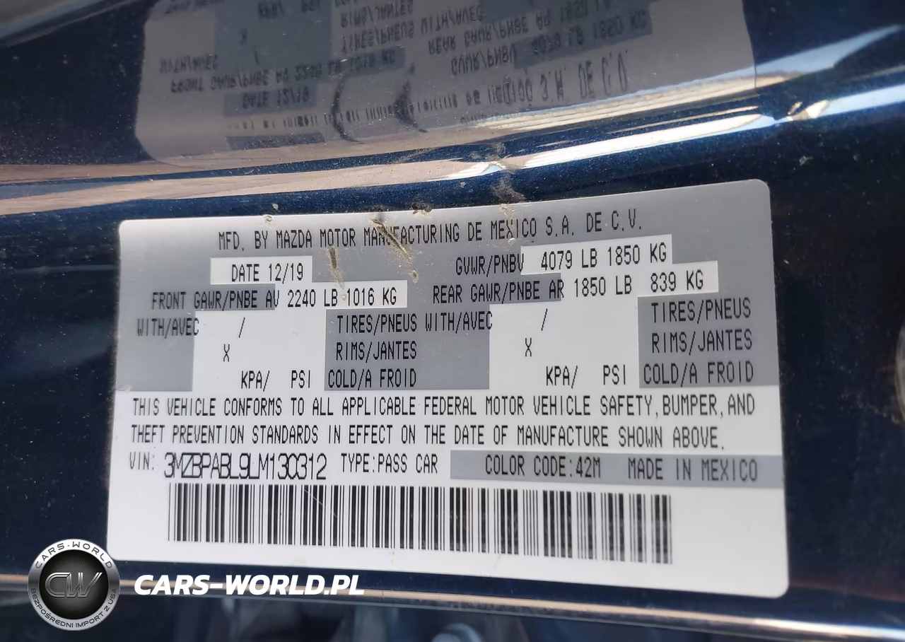 2020 Mazda Mazda3 VIN:3MZBPABL9LM130312 - 9