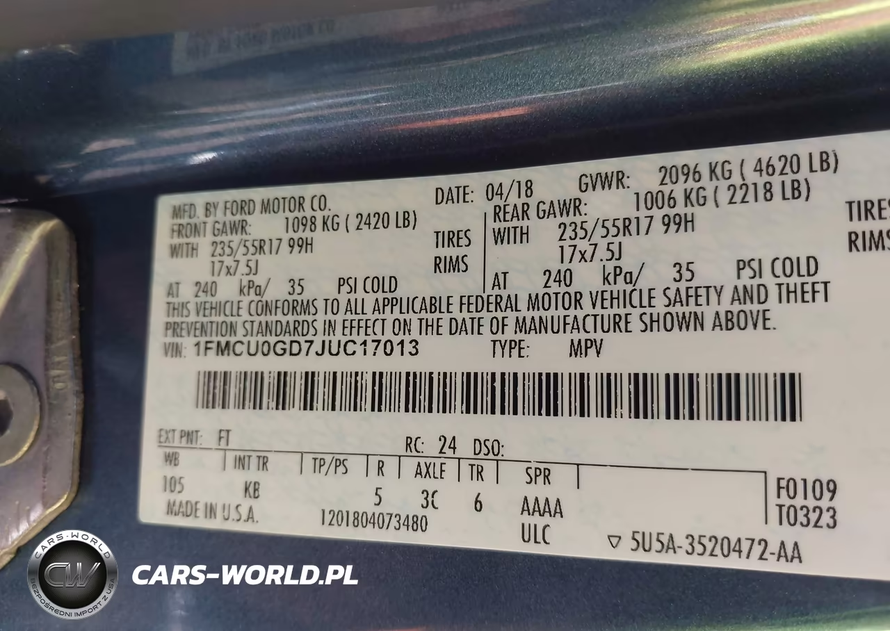 2018 Ford Escape Se VIN:1FMCU0GD7JUC17013 - 9