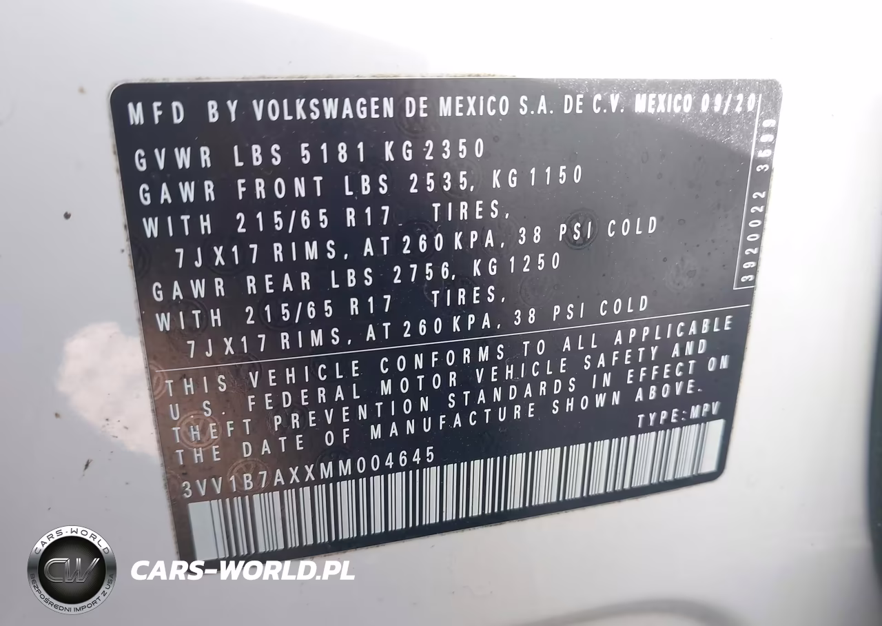 2021 Volkswagen Tiguan 2.0T S VIN:3VV1B7AXXMM004645 - 9