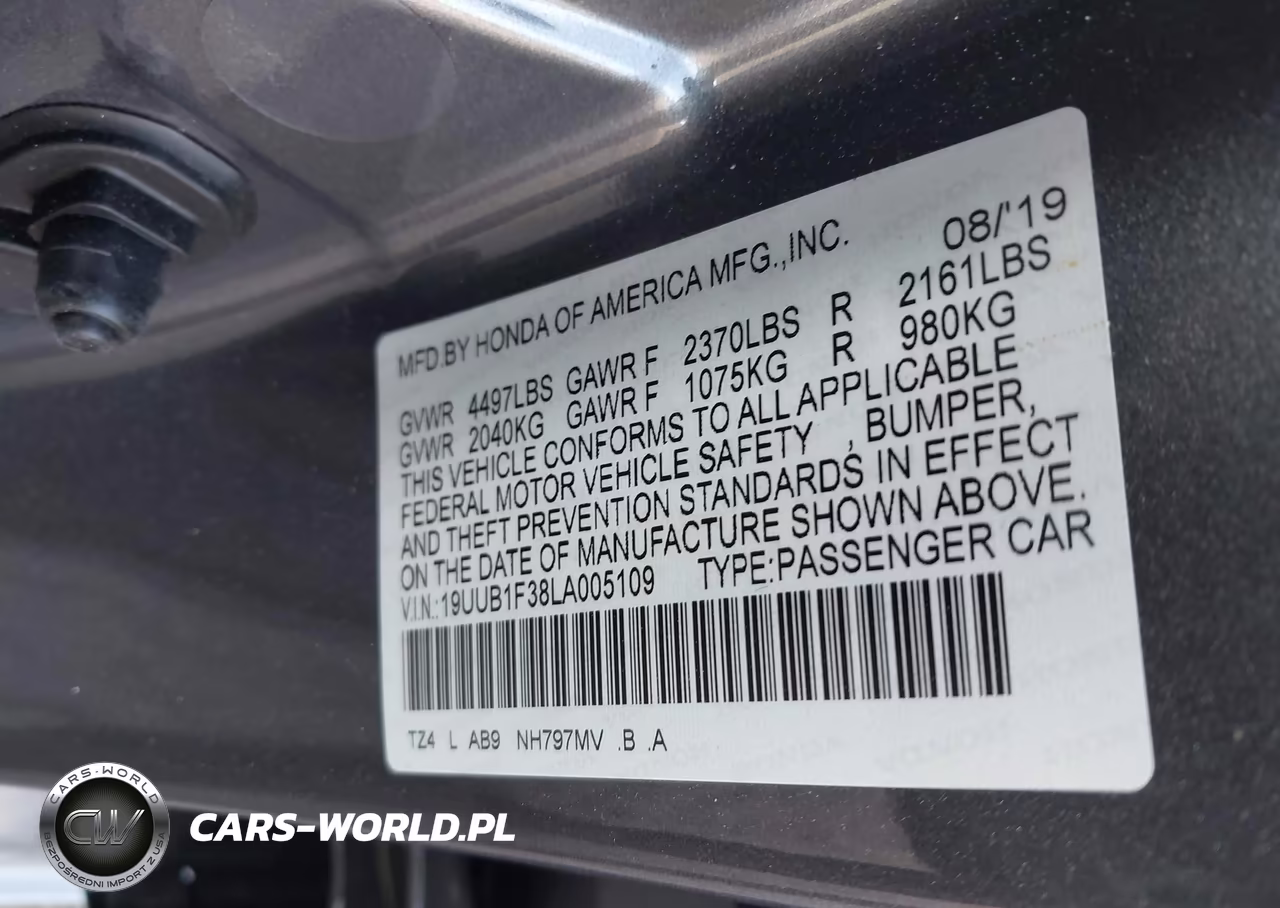 2020 Acura Tlx Standard VIN:19UUB1F38LA005109 - 9