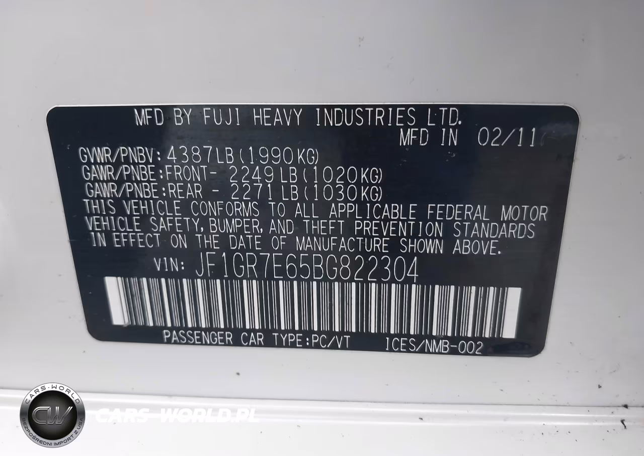 2011 Subaru Impreza Wrx VIN:JF1GR7E65BG822304 - 9