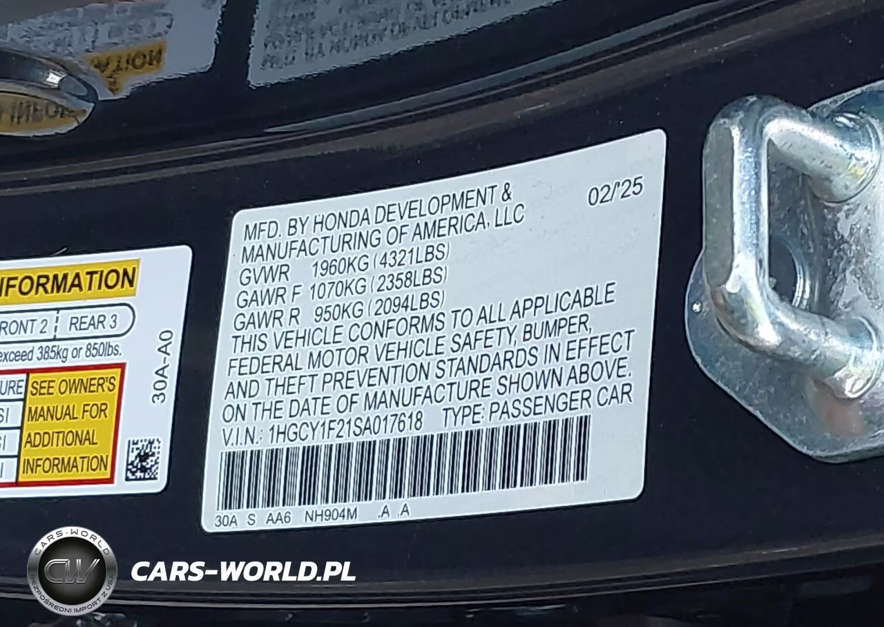 2025 Honda Accord Lx VIN:1HGCY1F21SA017618 - 9