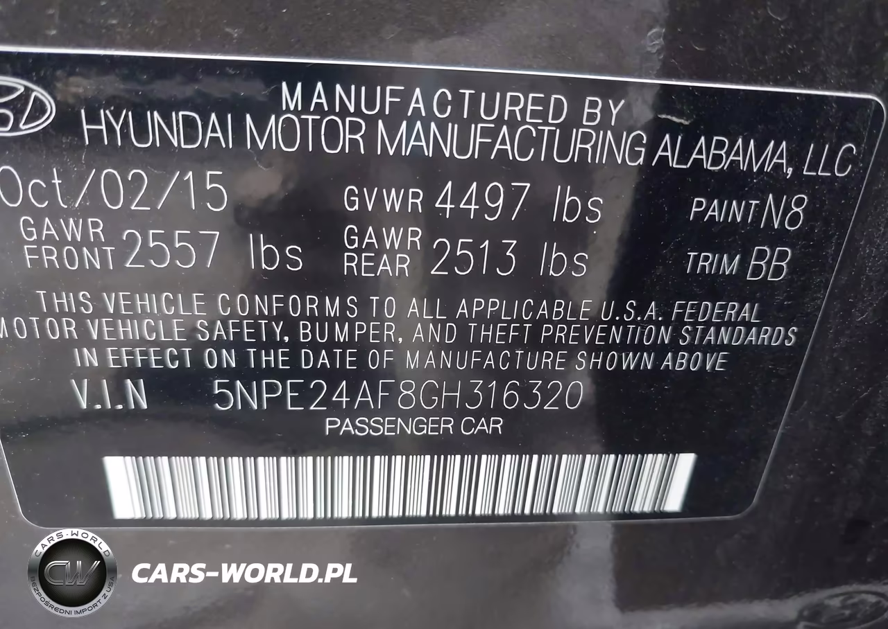 2016 Hyundai Sonata Se VIN:5NPE24AF8GH316320 - 9