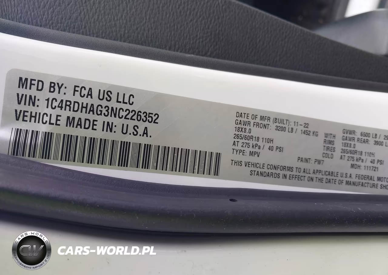 2022 Dodge Durango Sxt Rwd VIN:1C4RDHAG3NC226352 - 9