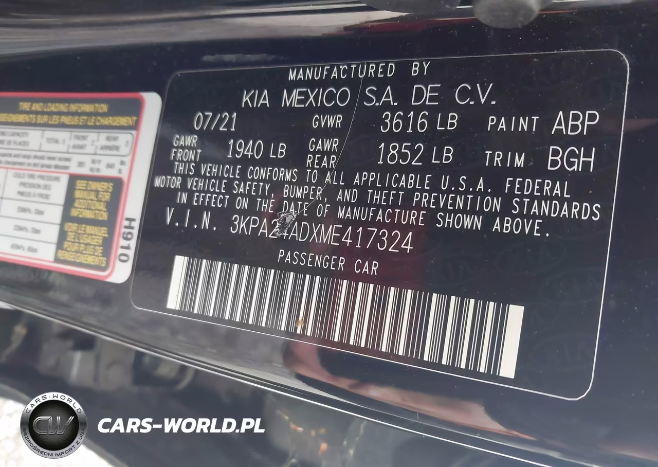 2021 Kia Rio S VIN:3KPA24ADXME417324 - 9