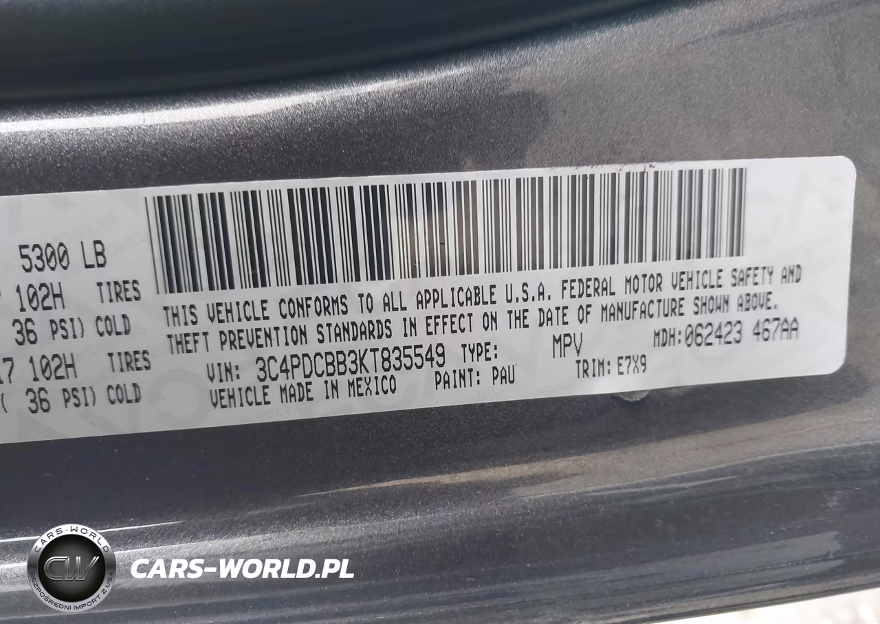 2019 Dodge Journey Se VIN:3C4PDCBB3KT835549 - 9
