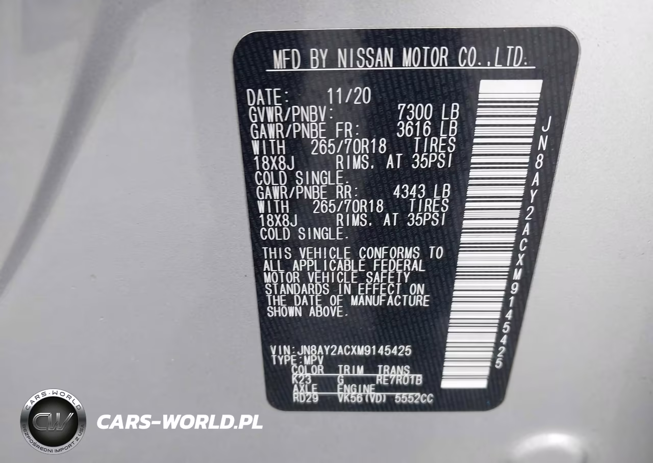 2021 Nissan Armada Sv 2Wd VIN:JN8AY2ACXM9145425 - 9
