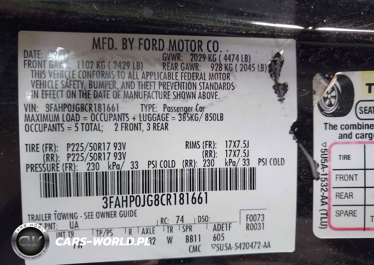 2012 Ford Fusion Sel VIN:3FAHP0JG8CR181661 - 9