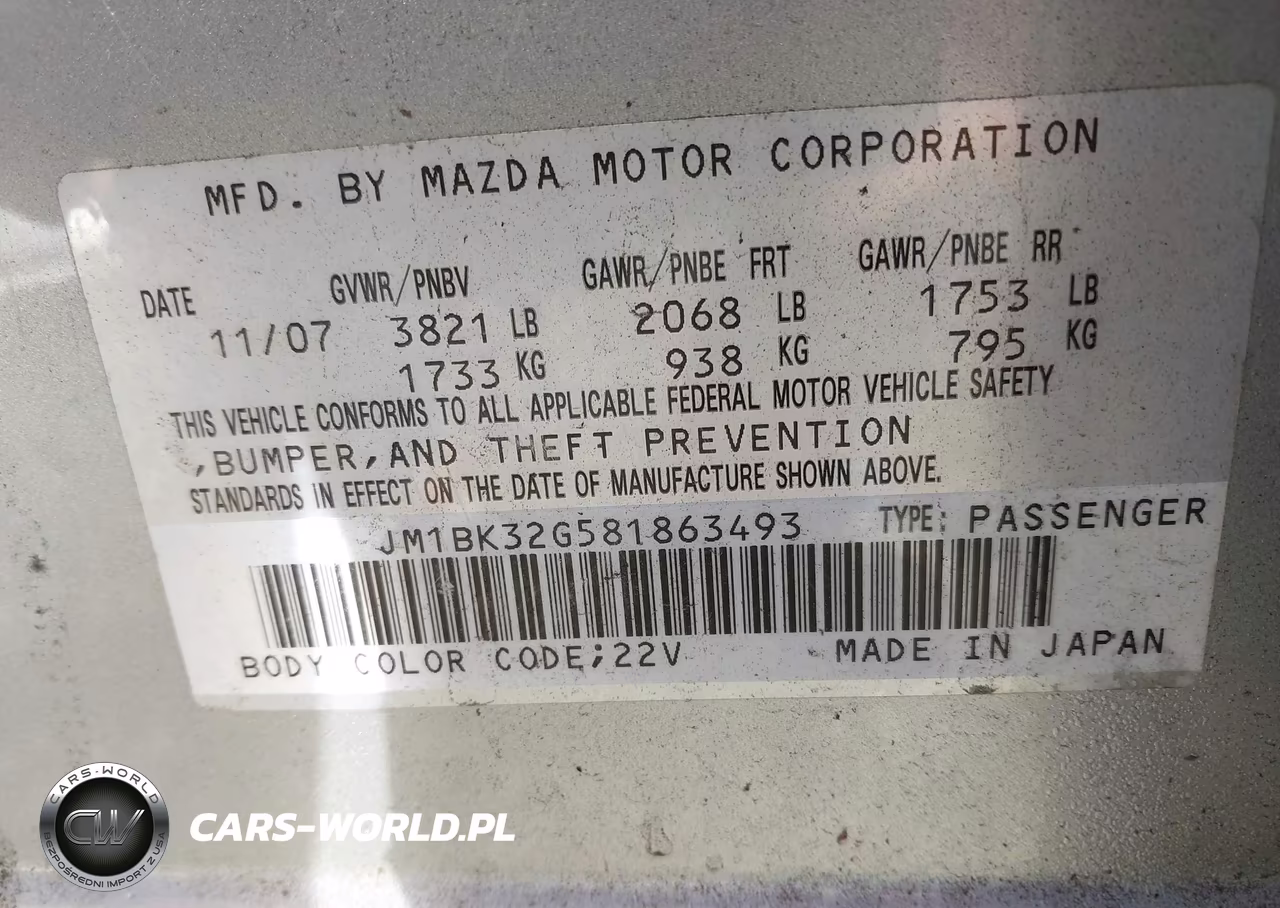2008 Mazda Mazda3 I VIN:JM1BK32G581863493 - 9