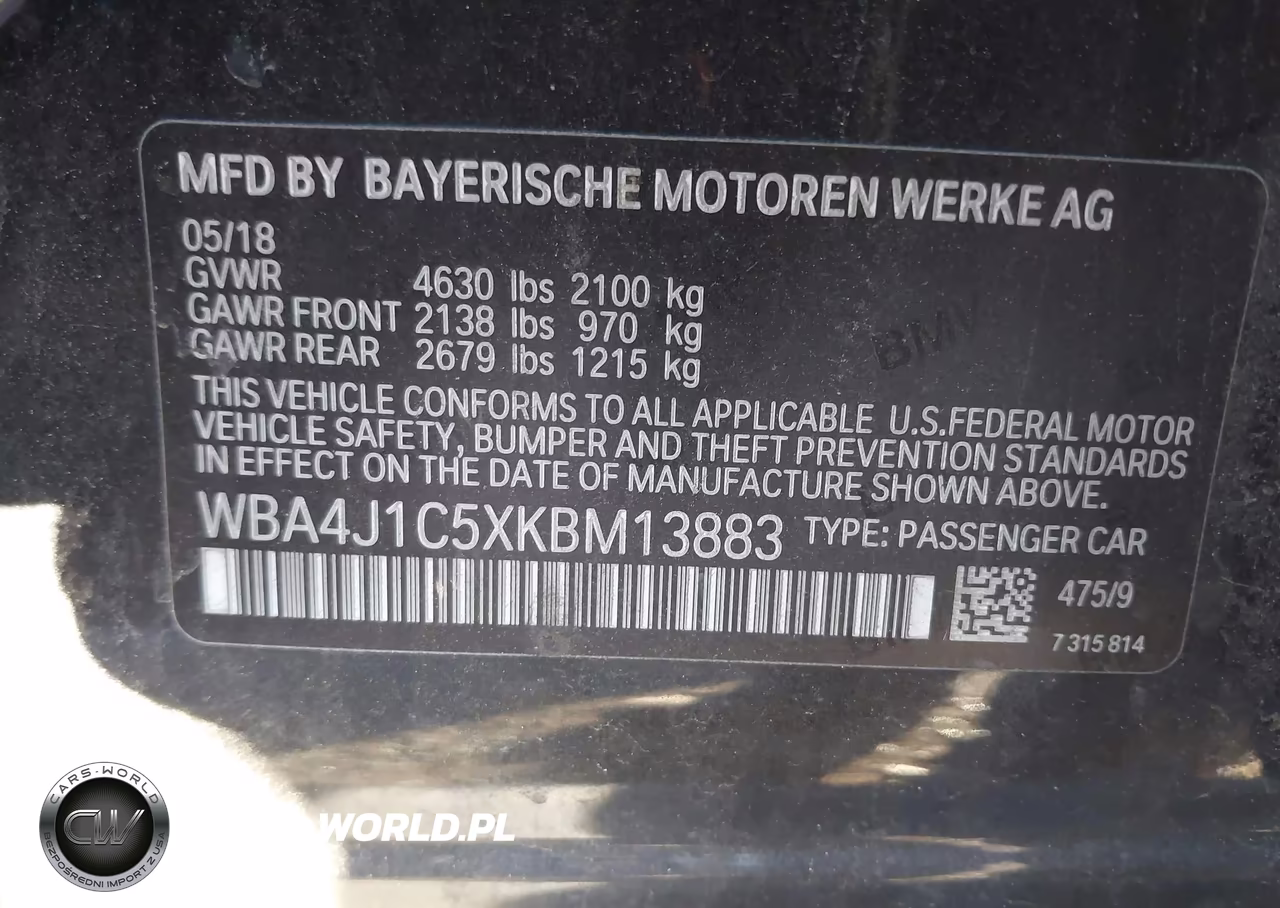 2019 BMW 430I Gran Coupe VIN:WBA4J1C5XKBM13883 - 9