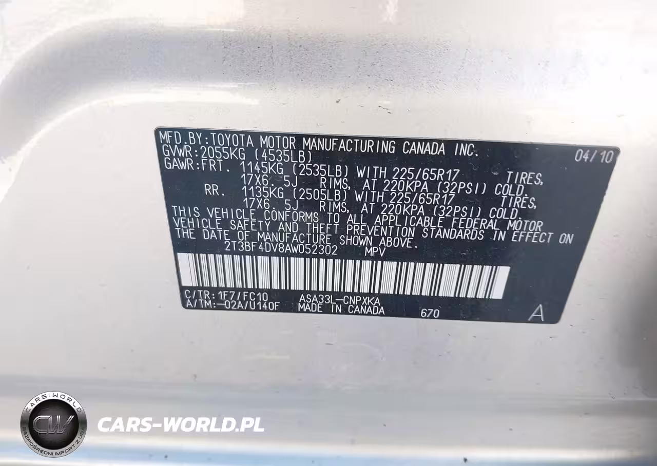 2010 Toyota Rav4 VIN:2T3BF4DV8AW052302 - 9