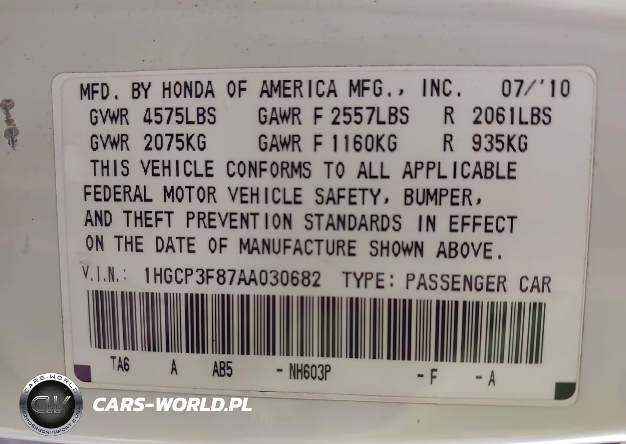 2010 Honda Accord 3.5 Ex-L VIN:1HGCP3F87AA030682 - 9