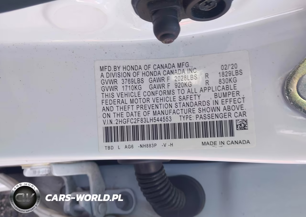 2020 Honda Civic Sport VIN:2HGFC2F83LH544553 - 9