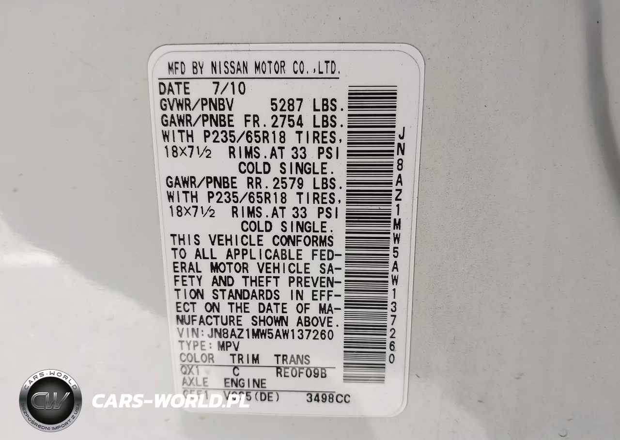 2010 Nissan Murano Sl VIN:JN8AZ1MW5AW137260 - 9