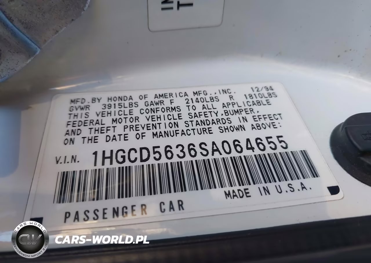 1995 Honda Accord Lx-Ex VIN:1HGCD5636SA064655 - 9