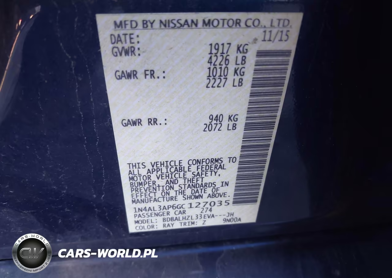 2016 Nissan Altima 2.5 Sr VIN:1N4AL3AP6GC127035 - 9