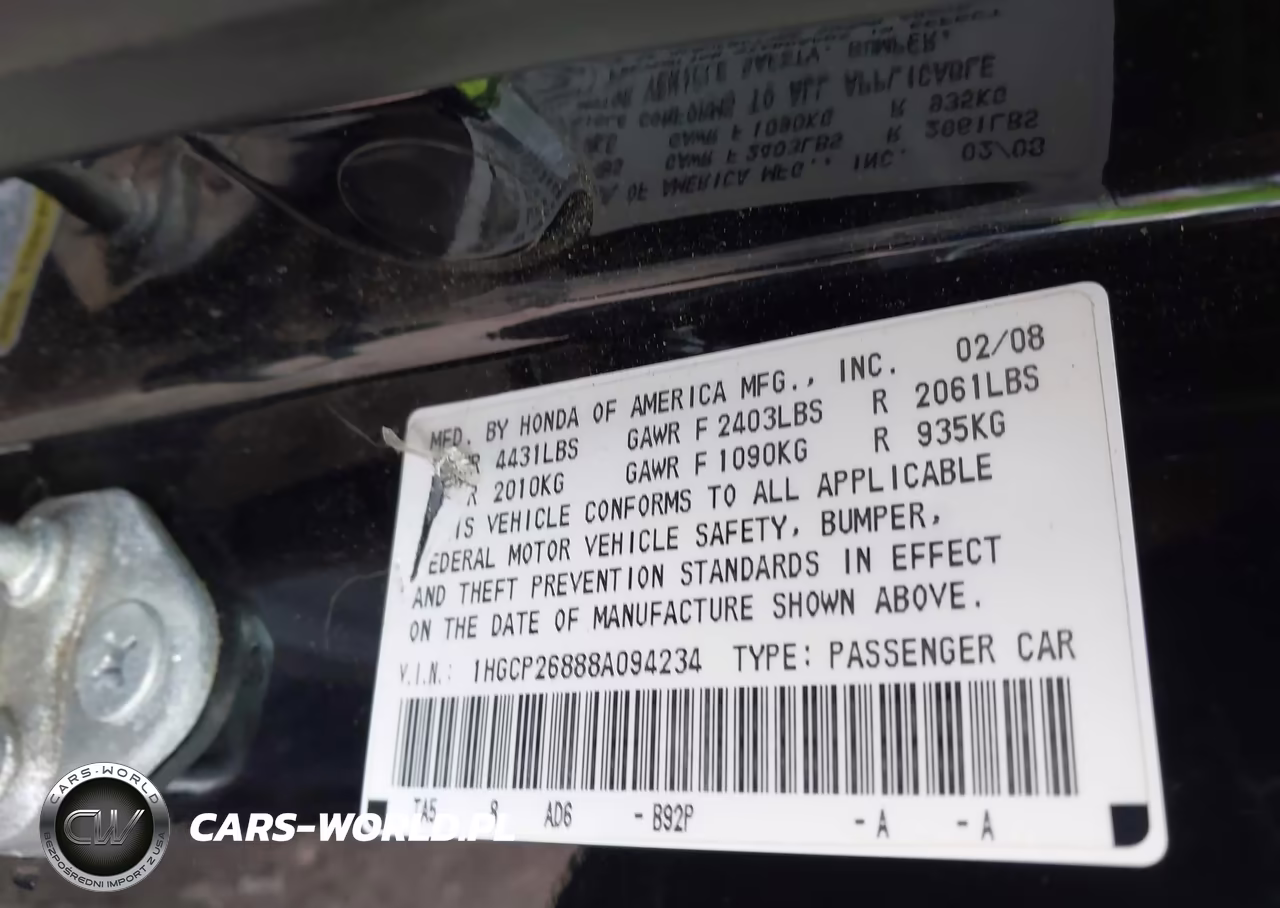 2008 Honda Accord 2.4 Ex-L VIN:1HGCP26888A094234 - 9