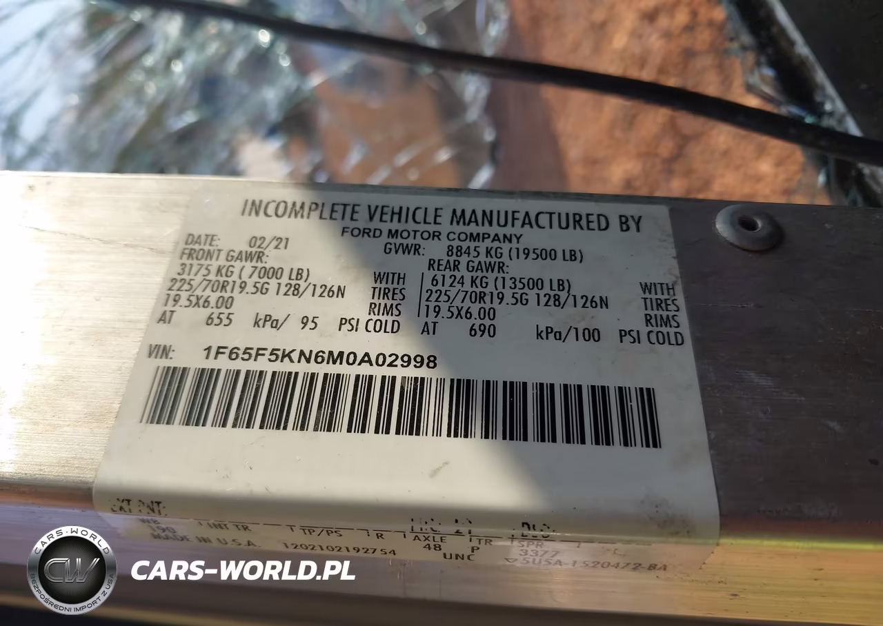 2021 Ford F-59 Commercial Stripped VIN:1F65F5KN6M0A02998 - 12