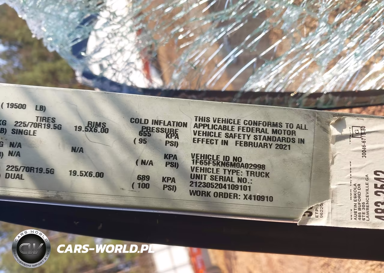 2021 Ford F-59 Commercial Stripped VIN:1F65F5KN6M0A02998 - 8