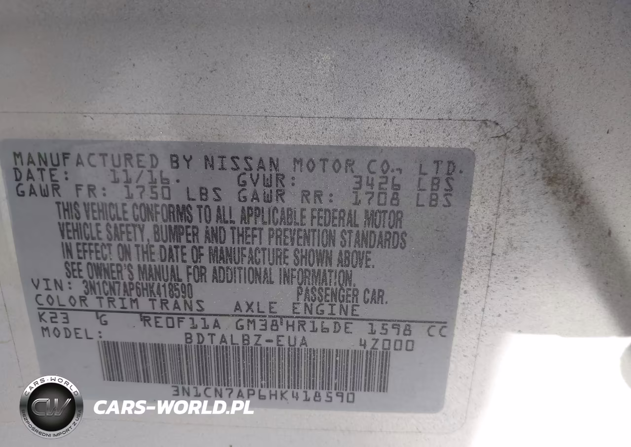2017 Nissan Versa 1.6 Sv VIN:3N1CN7AP6HK418590 - 9