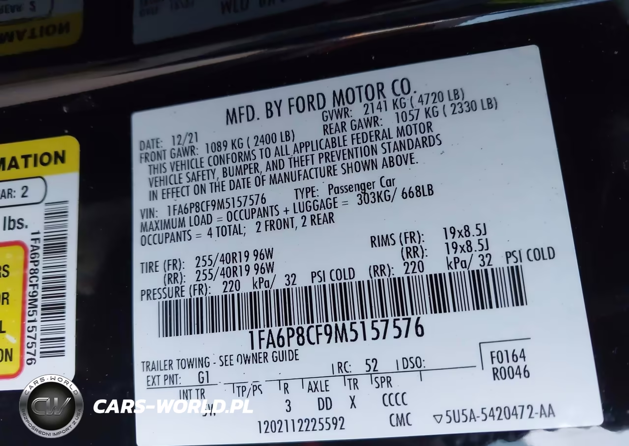 2021 Ford Mustang Gt Premium Fastback VIN:1FA6P8CF9M5157576 - 9