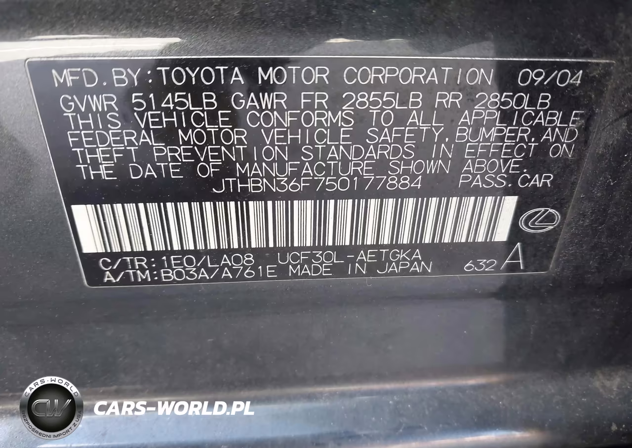 2005 Lexus Ls 430 VIN:JTHBN36F750177884 - 9