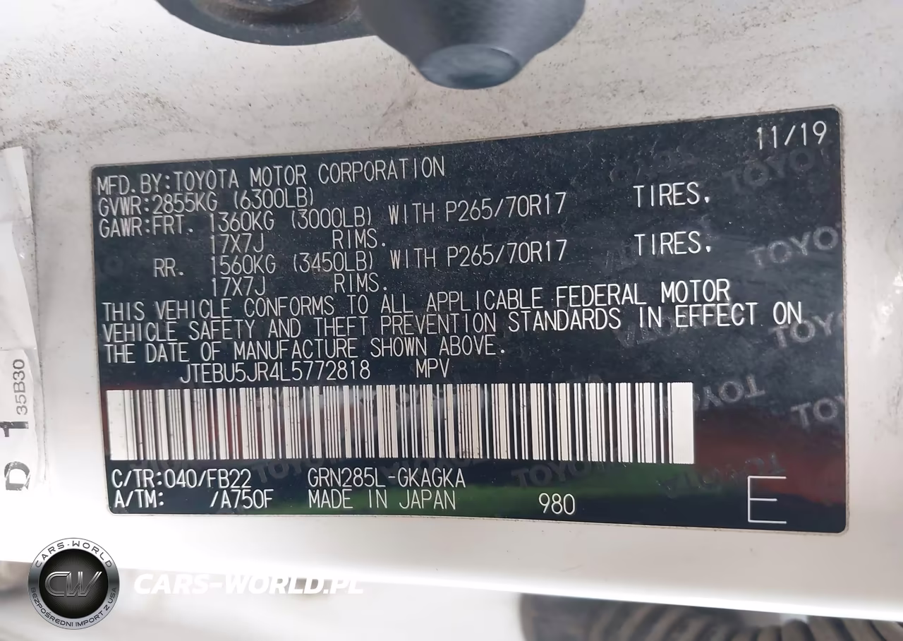 2020 Toyota 4Runner Sr5 VIN:JTEBU5JR4L5772818 - 9
