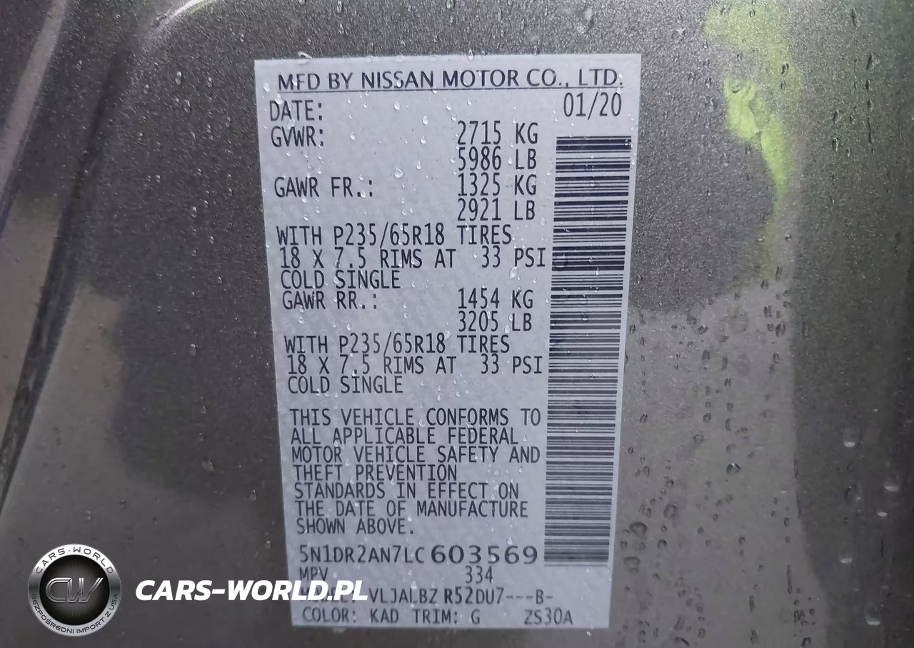 2020 Nissan Pathfinder S 2Wd VIN:5N1DR2AN7LC603569 - 9