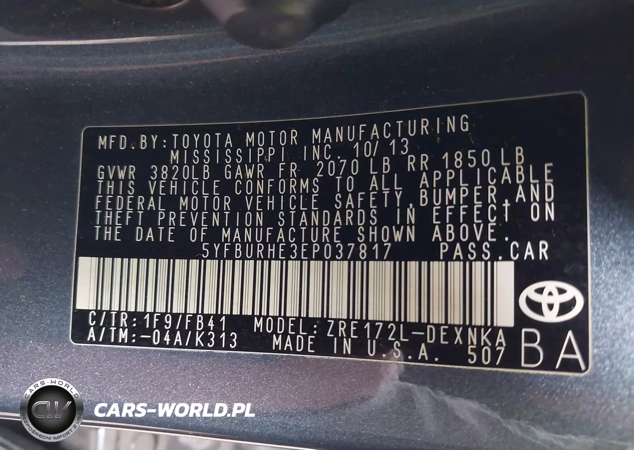 2014 Toyota Corolla Le VIN:5YFBURHE3EP037817 - 9